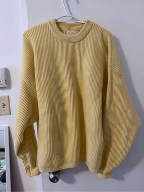 Romance Was Born Pastel Yellow Ribbed Crewneck Sweater